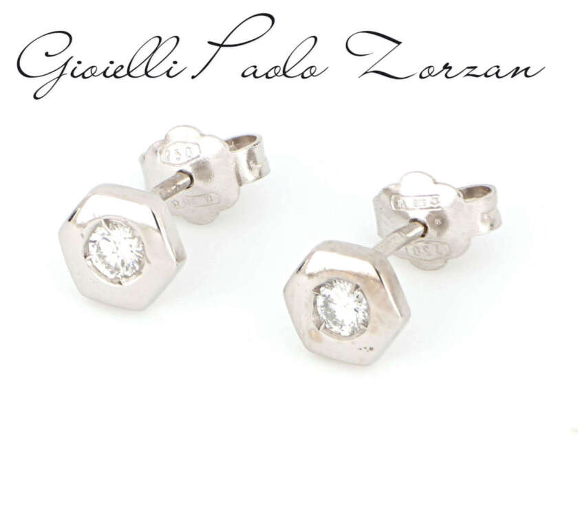 Orecchini punto luce in oro bianco e diamanti OR-928
