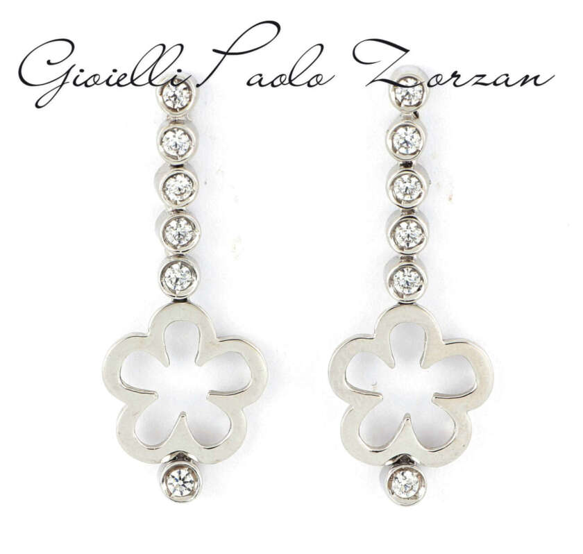 Orecchini pendenti in oro bianco e zirconi  OR-932