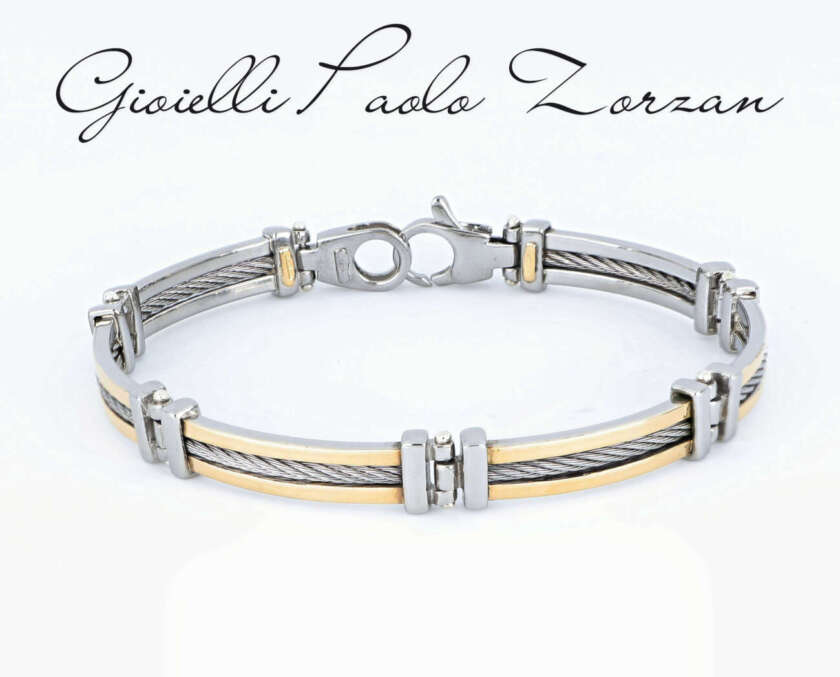 Bracciale uomo in acciaio e oro giallo 18 kt UMN01