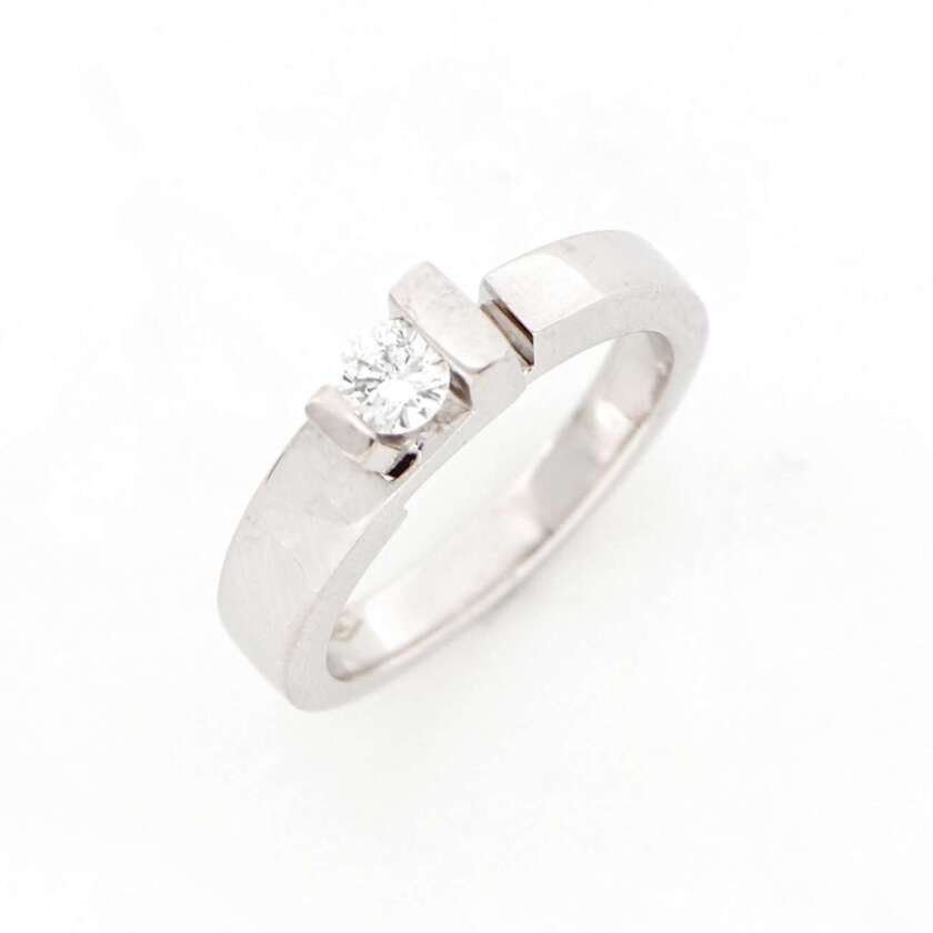Anello Solitario in Oro Bianco con Diamante ct 0.20 ref AN2109 - immagine 2