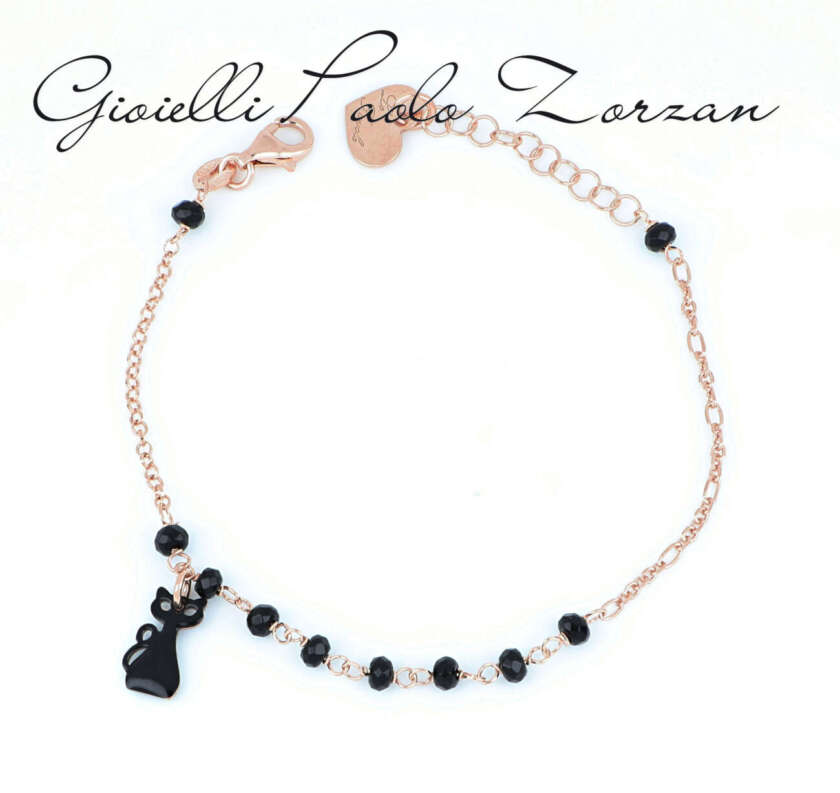 Bracciale Le Favole in argento rosato e spinelli neri SM-01-BR-N