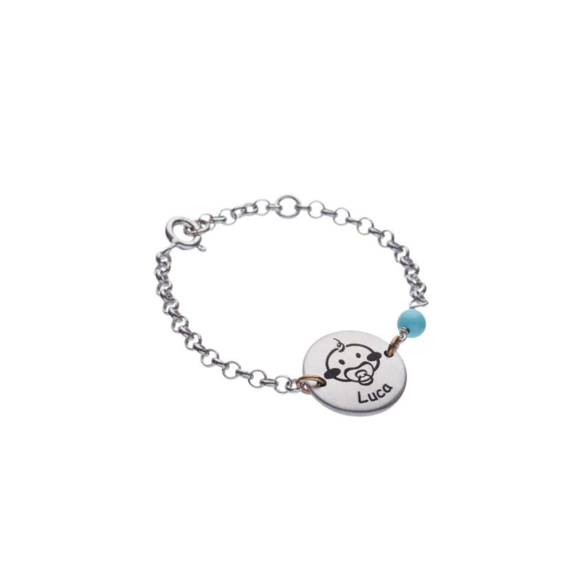 Bracciale Happy Family Baby Collana Bimbo Med. 17mm con Turchese ref. CE00C-BBO
