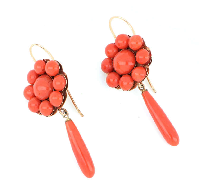 Orecchini Pendenti in oro rosa e corallo CRO113 - immagine 2