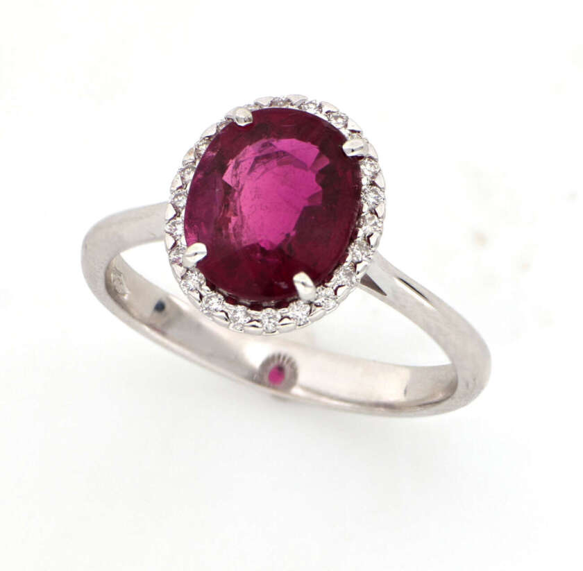 Anello fatto artigianalmente in oro bianco tormalina e diamanti  ZRZTORM9 - immagine 2