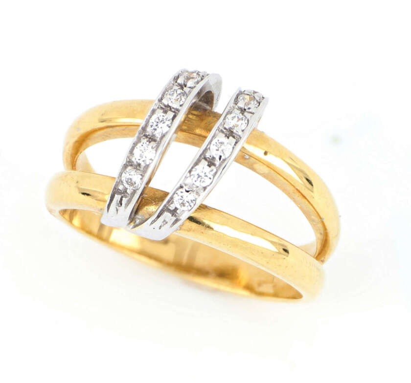Anello in oro giallo e bianco con zirconi DZOR23 - immagine 2