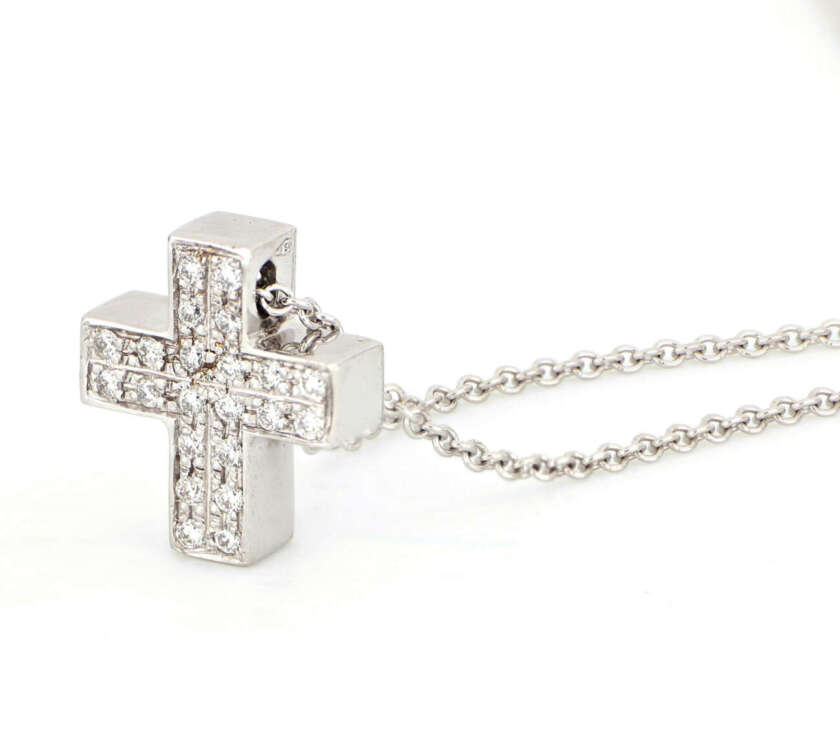 Collana con croce in oro bianco e diamanti CROCE60 - immagine 3