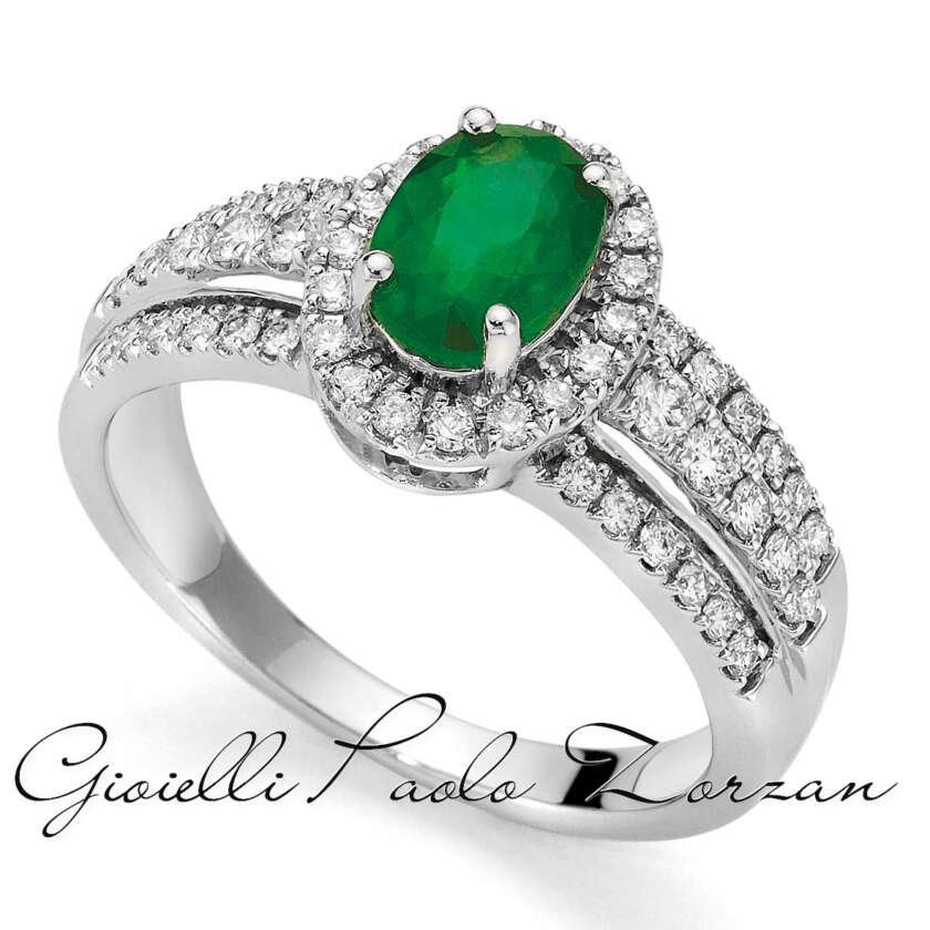Anello Donna Oro con smeraldo ovale e diamanti DCAE9232.050