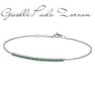 Bracciale Paddle Donna Oro barretta tennis in oro bianco e smeraldi PHBE9561  Bracciali a Maglia