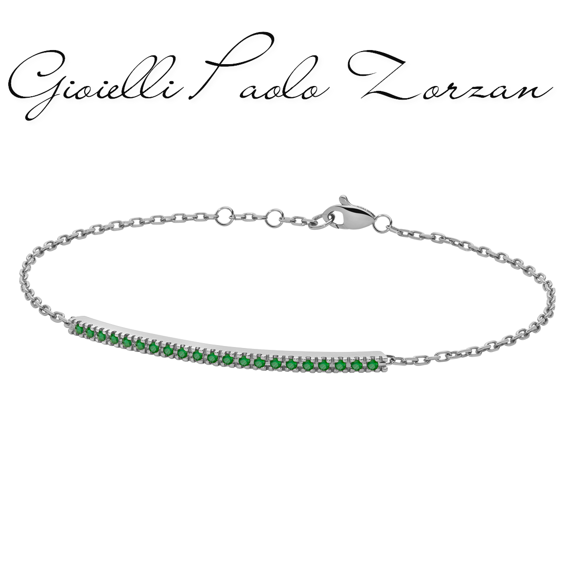 Bracciale Paddle Donna Oro barretta tennis in oro bianco e smeraldi PHBE9561