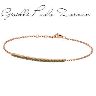 Bracciale Paddle Donna Oro barretta tennis in oro rosa e smeraldi PHBE9564  Bracciali a Maglia