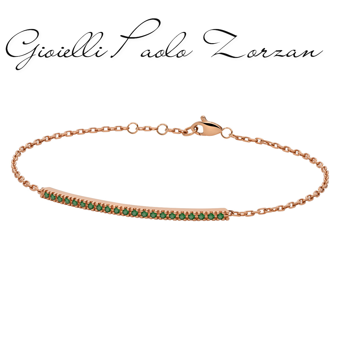 Bracciale Paddle Donna Oro barretta tennis in oro rosa e smeraldi PHBE9564