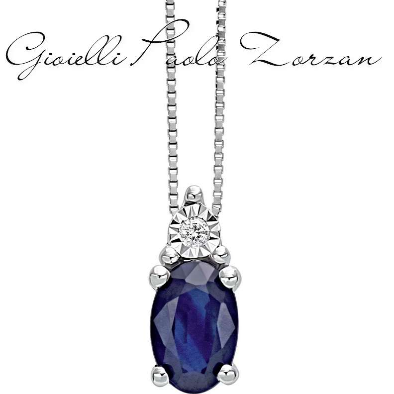 Collana donna gioielli Bliss Stephanie oro bianco diamanti e zaffiro 20069990