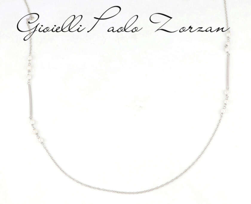 Collana lunga in argento e perle CZ1