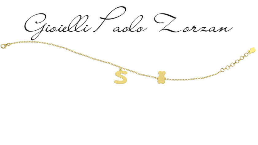 Bracciale Nanan con Lettera "S" in oro giallo 9 kt NGLD0031S
