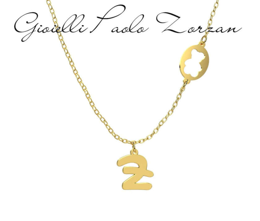 Collana con pendente Nanan con Lettera "Z" in oro giallo 9 kt NGLD0030Z