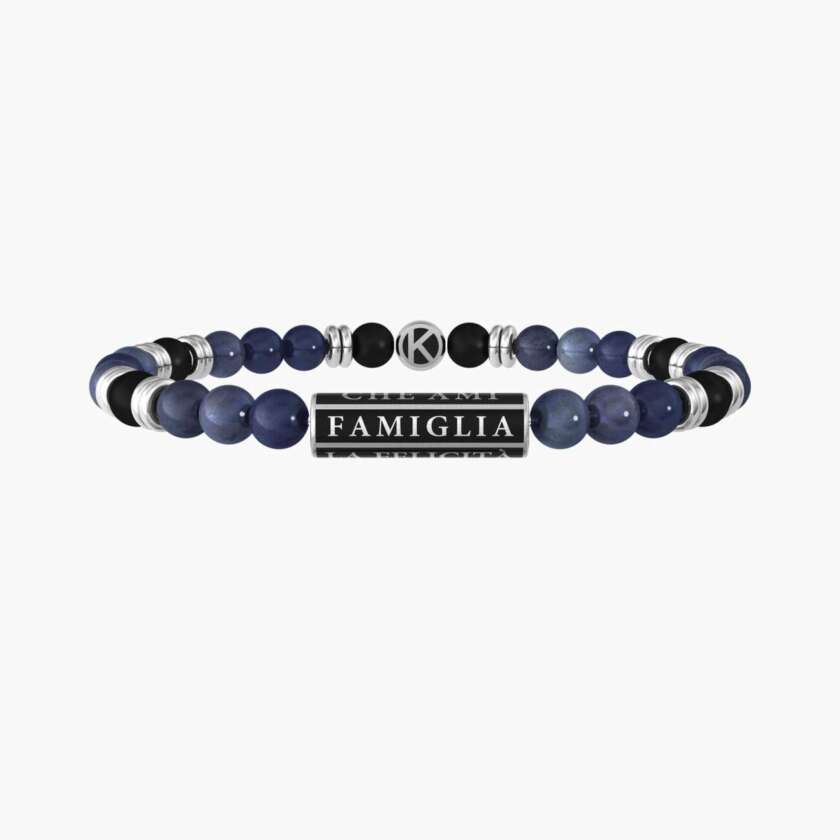 Bracciale kidult famiglia uomo con agata nera e dumortierite blu Famiglia 732260