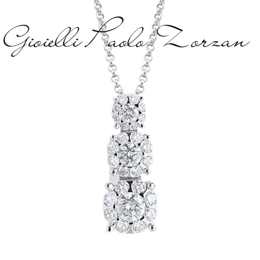 Collana Artlinea in oro bianco 18 kt trilogy con pavé di diamanti CD594/DB-LB