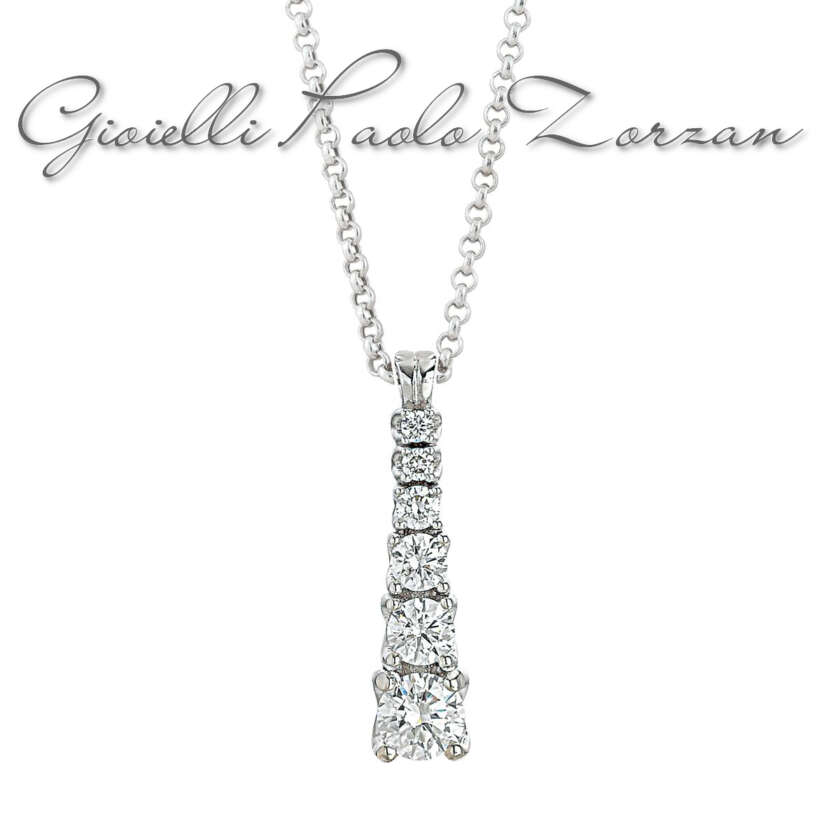 Collana Artlinea pendente scalare in oro bianco 18 kt e diamanti CD515-LB