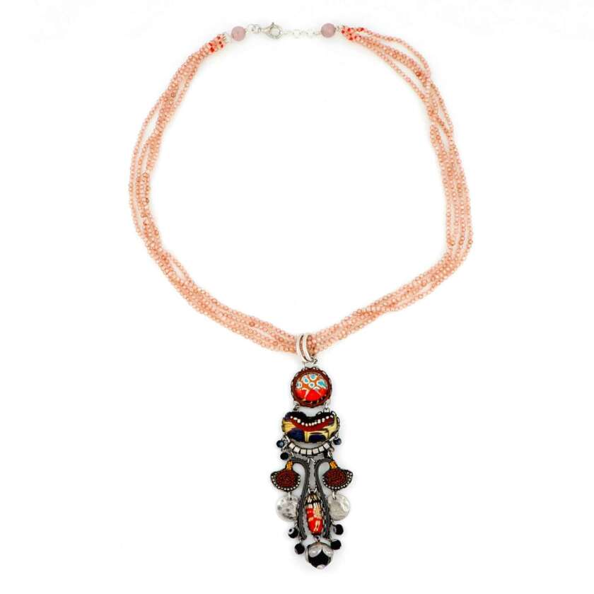 Collana multifilo in argento e salonite rosa VB00023