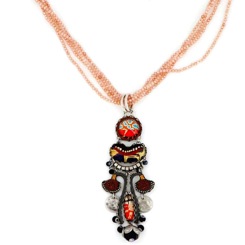 Collana multifilo in argento e salonite rosa VB00023 - immagine 2