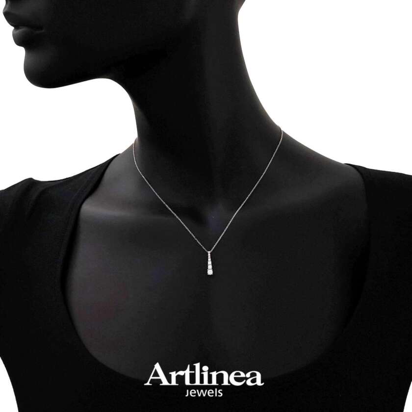 Collana Artlinea pendente scalare in oro bianco 18 kt e diamanti CD515-LB - immagine 2