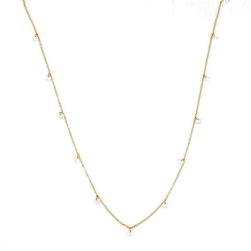 Collana lunga in argento dorato e pietre semi preziose VB00042