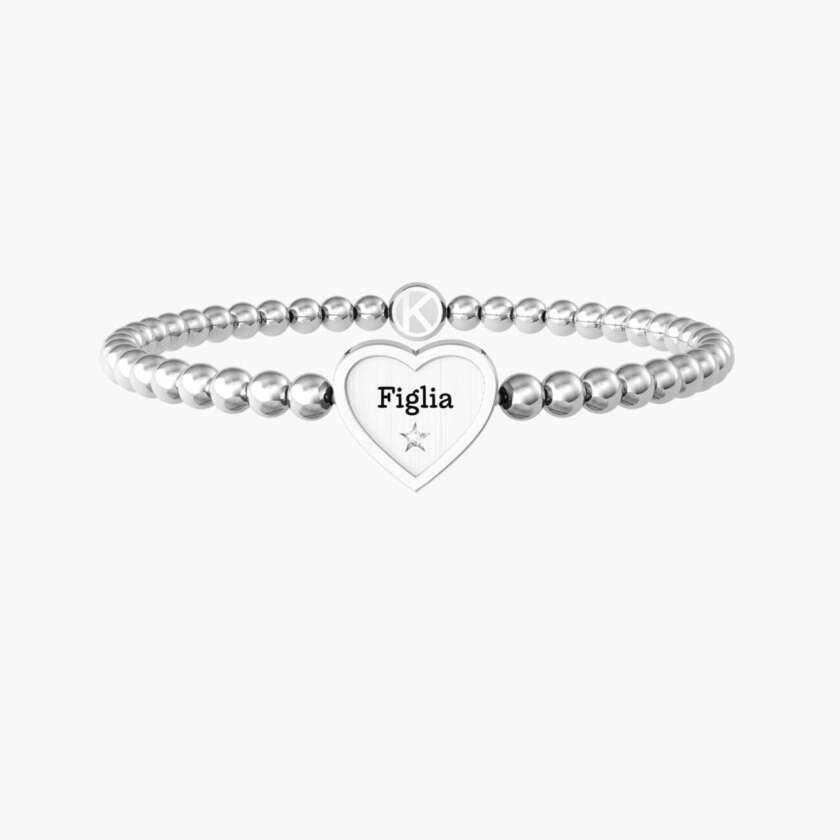 Bracciale kidult elastico figlia con ciondolo cuore 732212