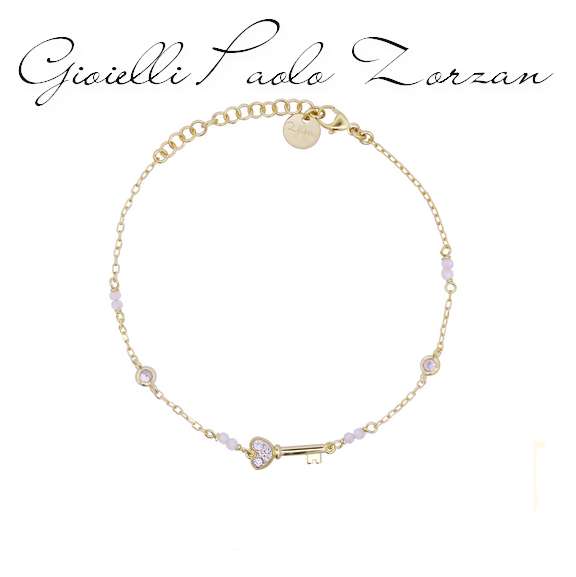 Bracciale Rue des mille catena castoni chiave small pavè STARDUST TEN BRZ-018-M1-CHIA-AU