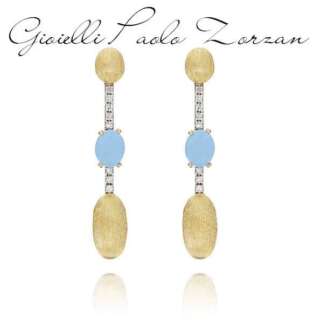 Orecchini Nanis "DANCING AZURE" pendenti con boules in oro, barrette di diamanti e acquamarina (lunghi) OS4-597  Orecchini Pendenti