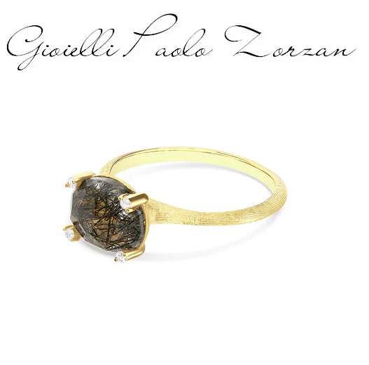 Anello Nanis "IPANEMA" in oro, quarzo rutilato grigio e dettagli di diamanti (medio) AS12-576_grey
