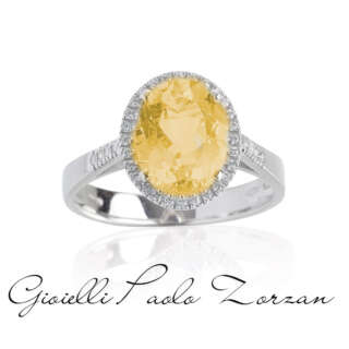 Anello in oro bianco 18kt con diamanti e pietra preziosa centrale AD738/CI-LB  Anelli Solitario
