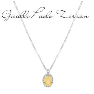 Collana in oro bianco 18kt con diamanti e pietra preziosa centrale CD682/CI-LB   Girocolli Orecchini a Lobo