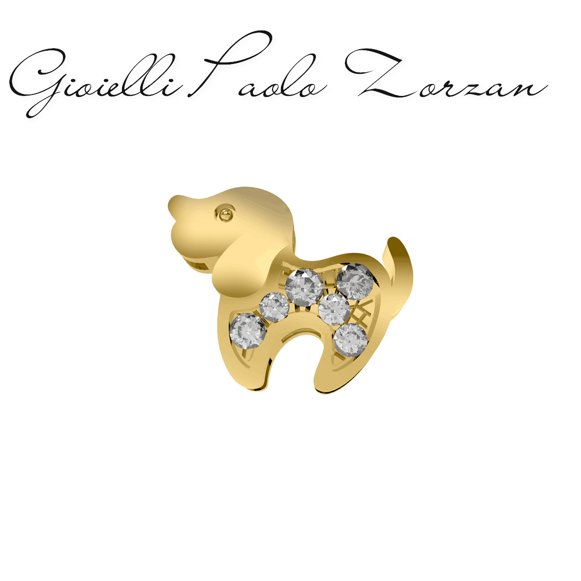 Elements donna oro Cane in oro giallo e diamanti ECF10380.002