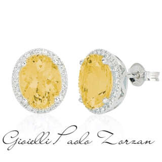 Orecchini in oro bianco 18 kt, con diamanti e pietra preziosa centrale OD479/CI-LB   Girocolli Orecchini a Lobo