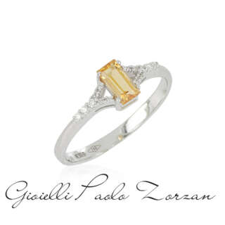 Anello in oro bianco 18kt con diamanti e pietra preziosa centrale AD1007/CI-LB  Anelli Solitario