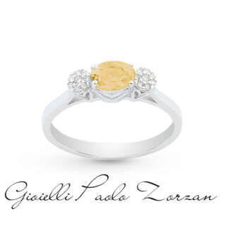 Anello in oro bianco 18kt con diamanti e pietra preziosa centrale AD556/CI-LB  Anelli Solitario