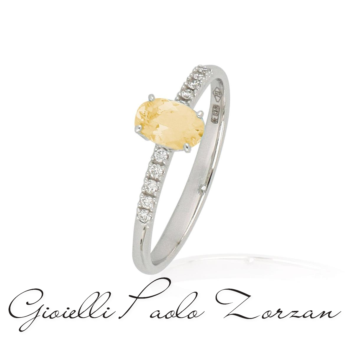Anello in oro bianco 18kt con diamanti e pietra preziosa centrale AD899 CI LB Gioielleria Paolo Zorzan