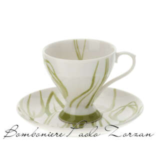 Set due tazzine da caffe' Hervit tulipan verde 29181  Bomboniere