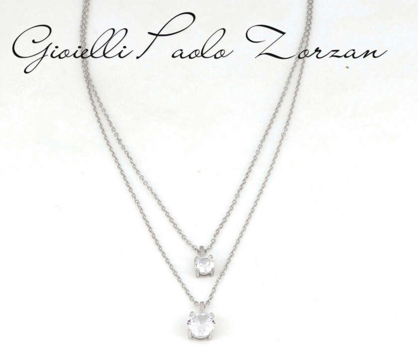 Collana doppia punto luce in argento e zirconi CZNEW-100