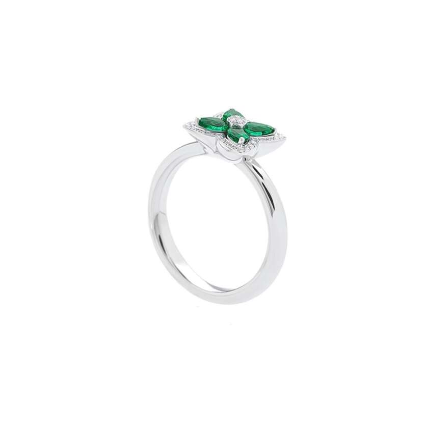 Anello Giorgio Visconti  in oro bianco, diamanti e smeraldi AB16297S - immagine 2