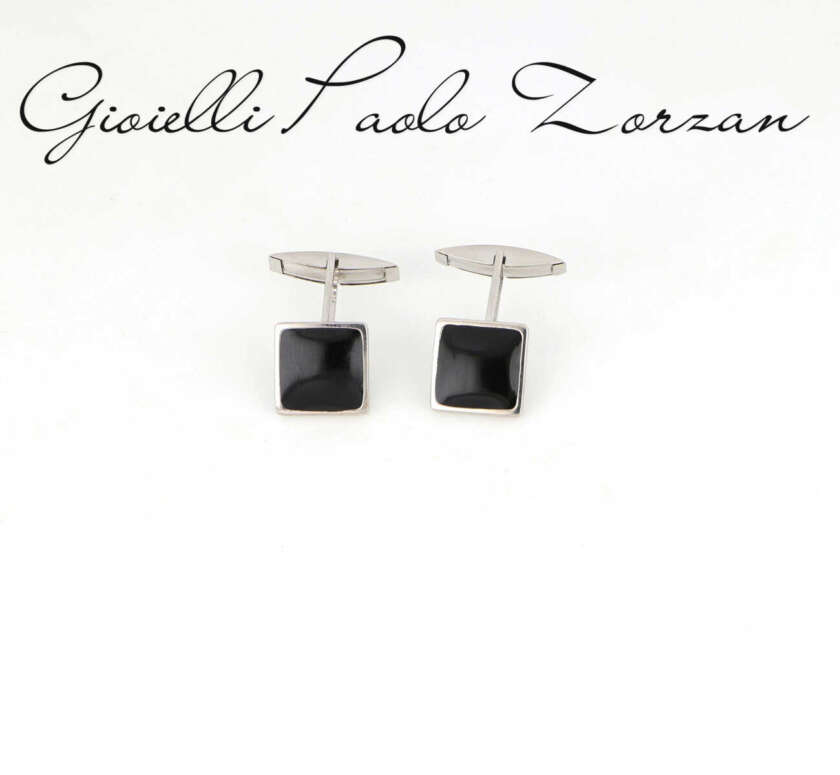 Gemelli in argento 925 e smalto nero CZNEW-126