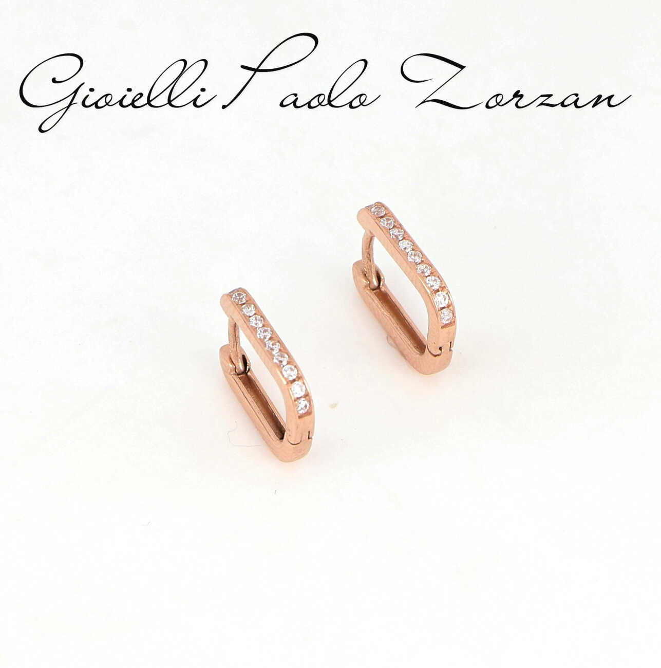 Orecchini ad anello in oro rosa e zirconi DZNEW-04 Gioielleria