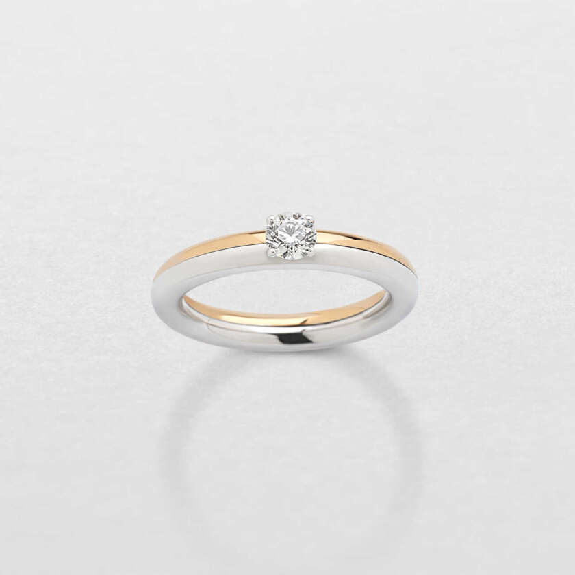 Anello solitario Giorgio Visconti  in oro rosa, bianco e diamanti 21219122 - immagine 3