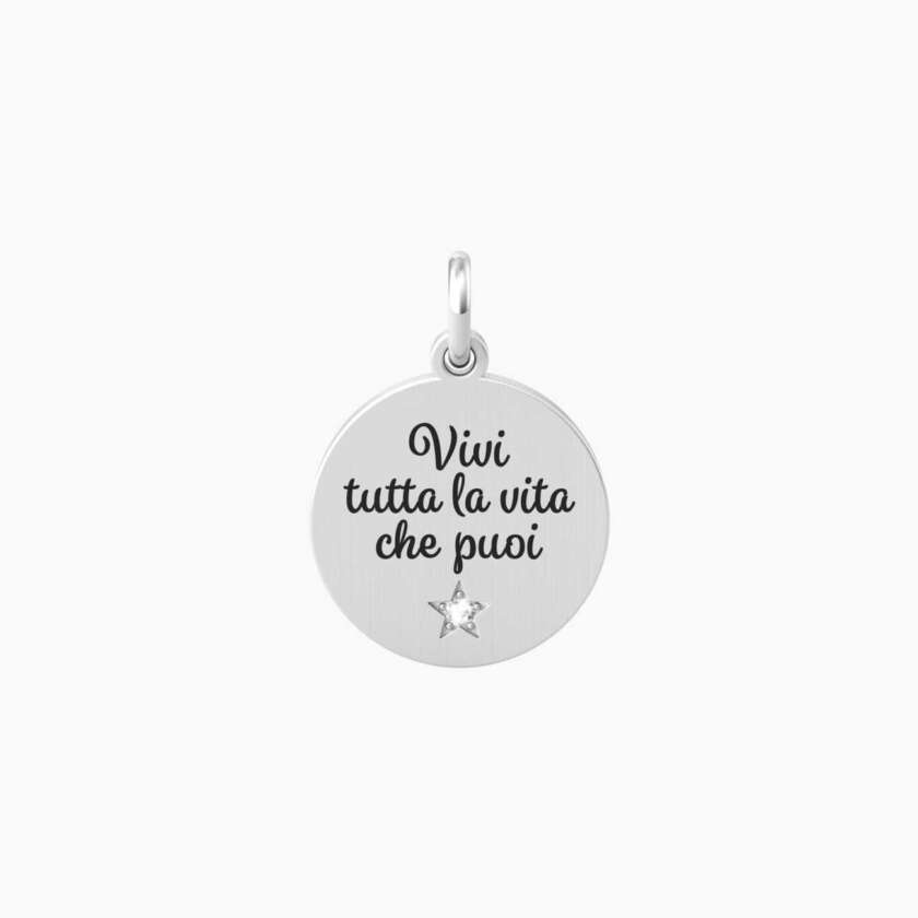Ciondolo kidult con frase vivi la vita e cristallo Vivi la vita 741016