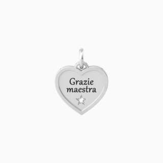 Ciondolo kidult cuore con scritta grazie maestra Cuore grazie maestra 741038  Elementi per Bracciali