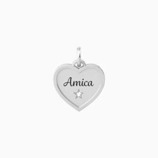 Ciondolo kidult cuore con scritta amica e cristallo Amica sempre accanto 741041  Elementi per Bracciali
