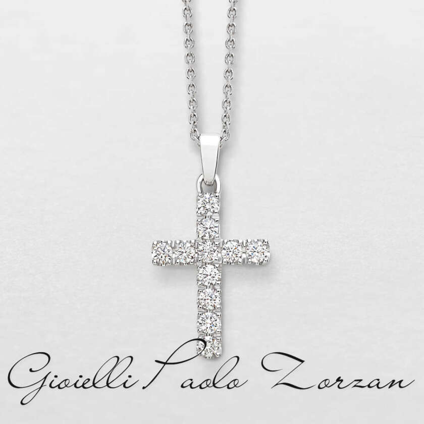 Girocollo con croce Giorgio Visconti in oro bianco e diamanti GB35861