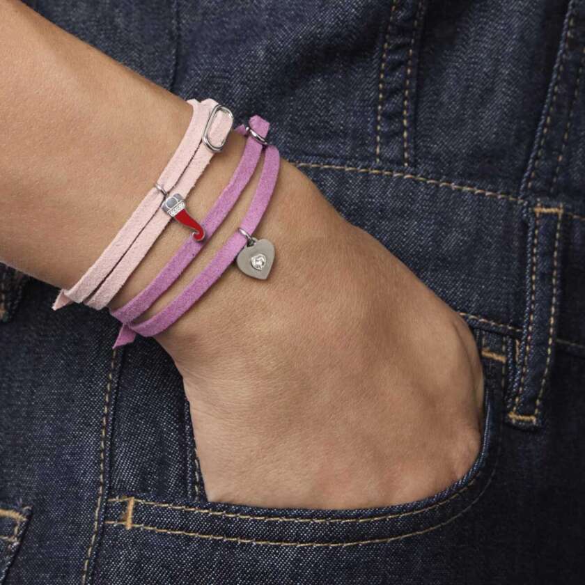 Choker-bracciale kidult componibile in camoscio viola Skinny 751235 - immagine 2