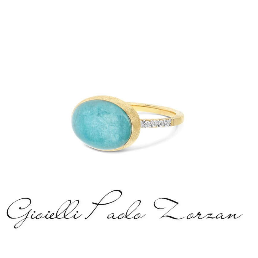 Anello Nanis boules in oro giallo amazzonite e diamanti AS1-609