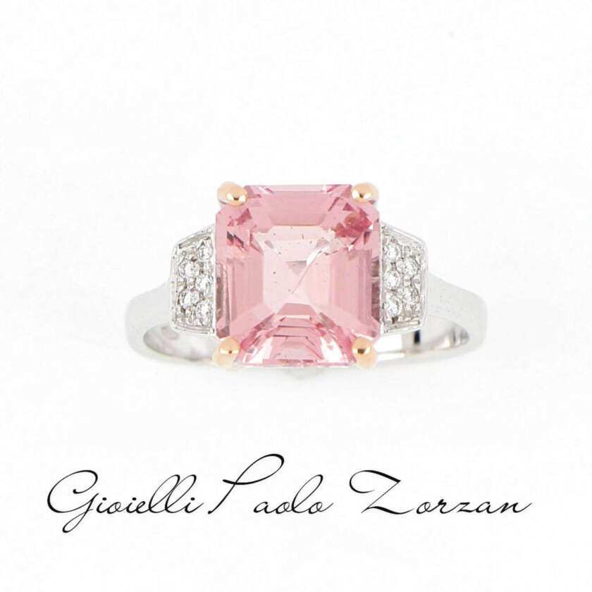 Anello Paolo Zorzan Gioielli in Oro Bianco con Morganite Naturale e Diamanti ref. ANPZ355 - immagine 4